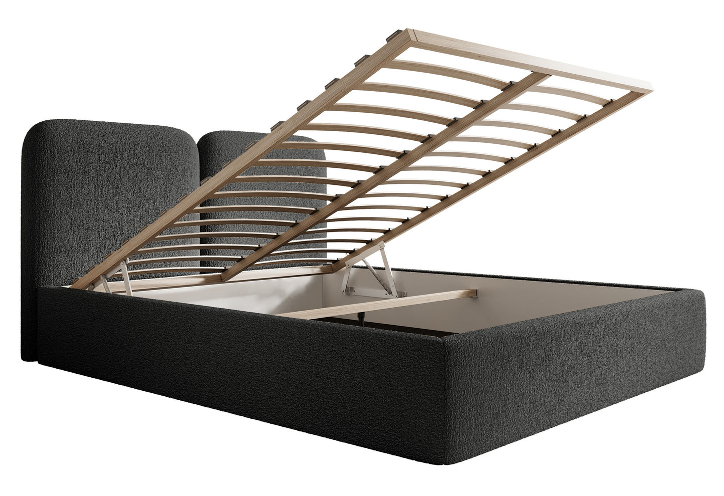 TINSOLO Mīkstā gulta 140/160/180x200 cm ar glabāšanas kasti, grafīta krāsā - N1 Home