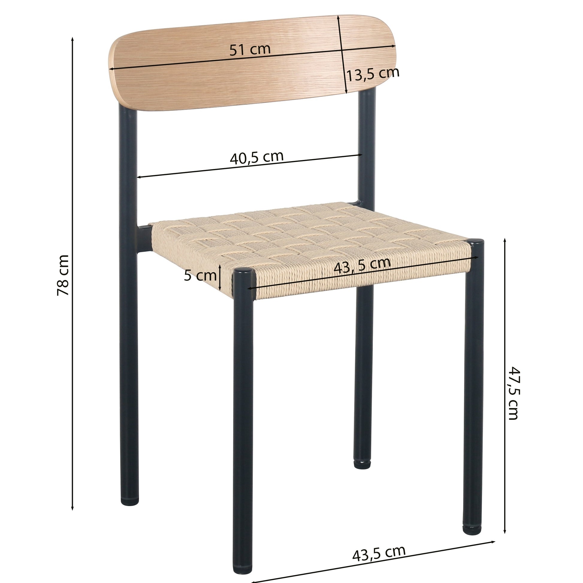 Krēsls Humpa ar biezi austu sēdekli/dabīgs ozols 51/78/51 cm bēšs - N1 Home