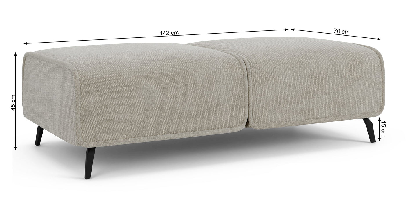 Dīvāns ar pufu Ruma 94/260/208 cm Storm 09