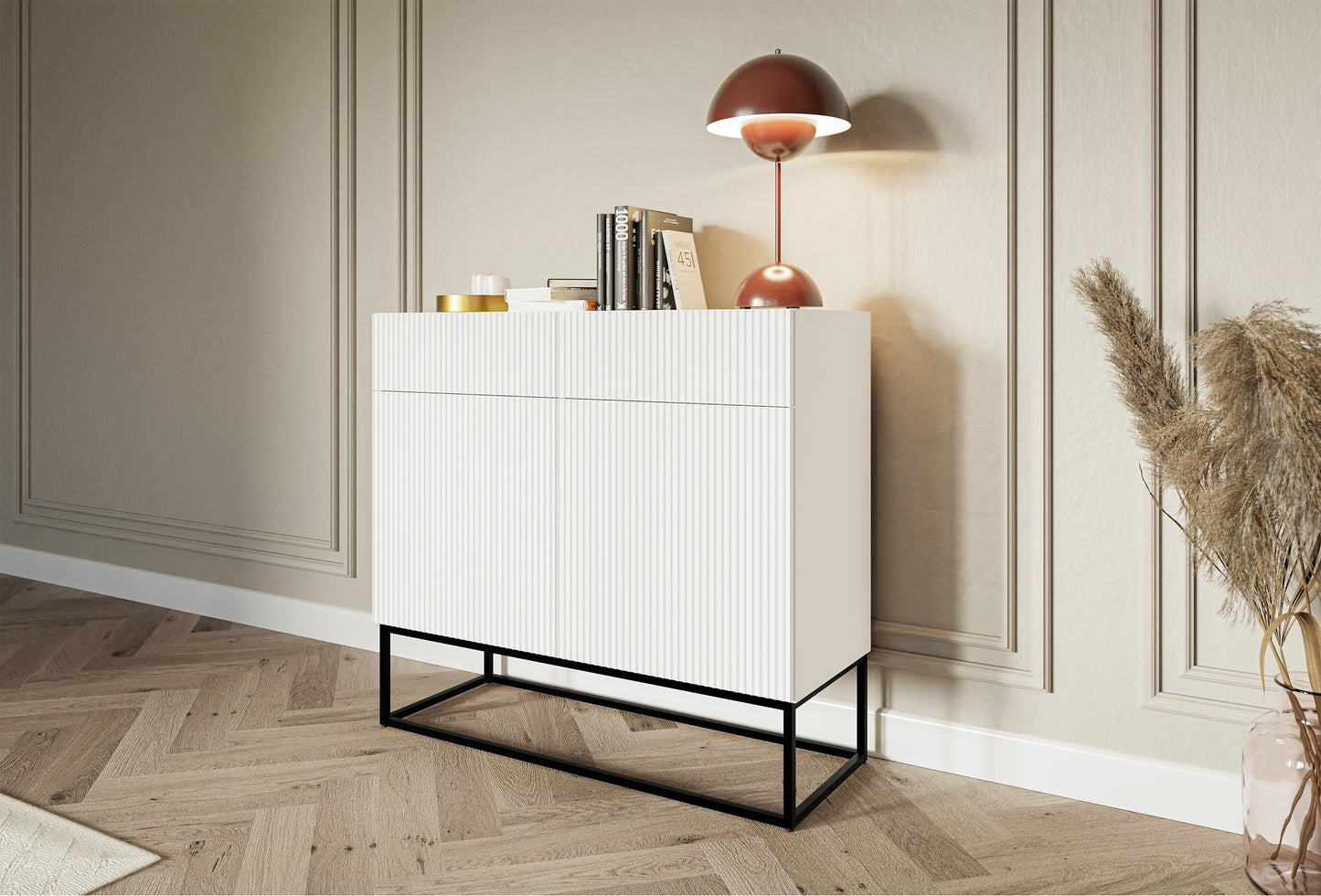 Kumode Velda 100/90/38 cm balts/melns - N1 Home