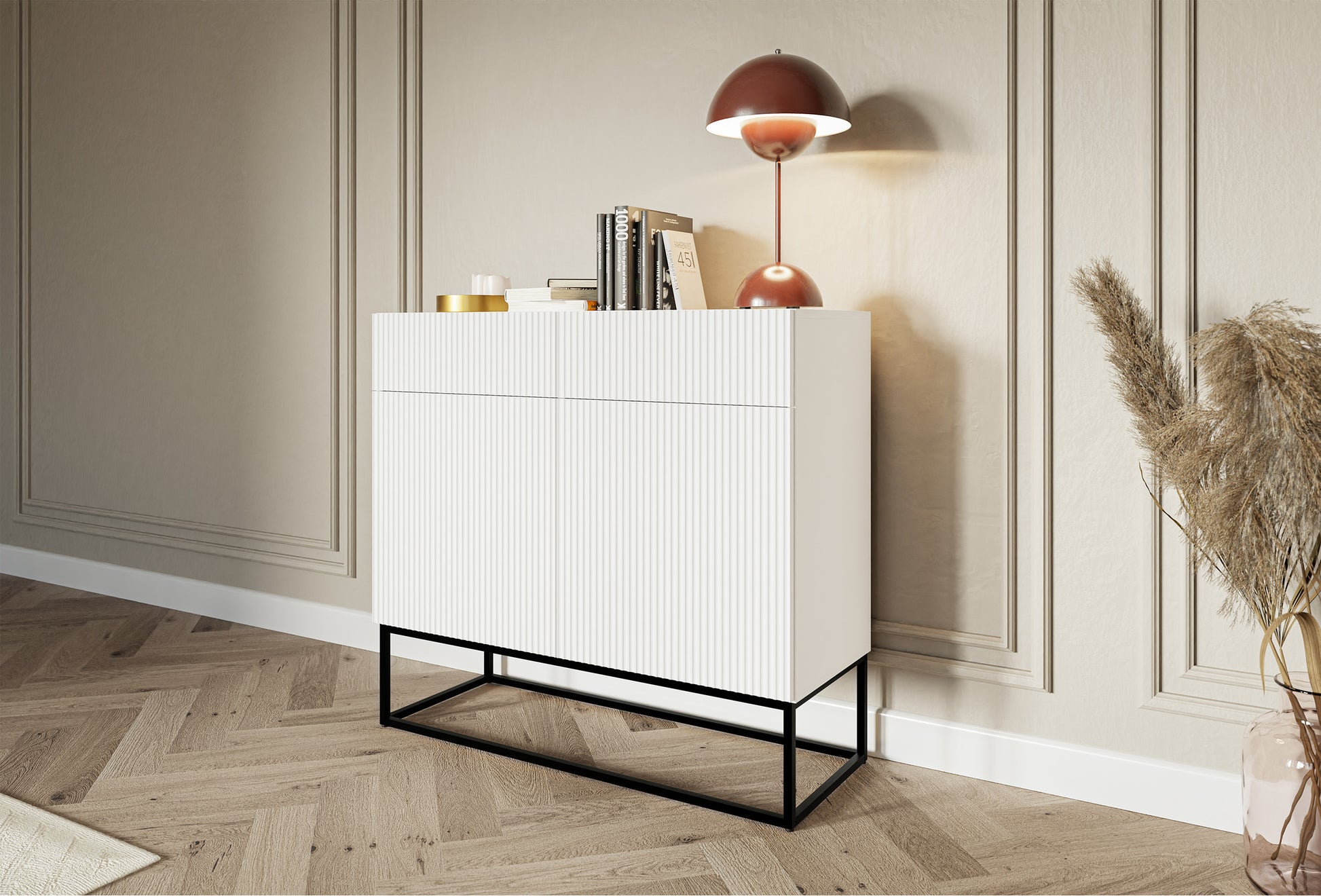 Kumode Velda 100/90/38 cm balts/melns - N1 Home