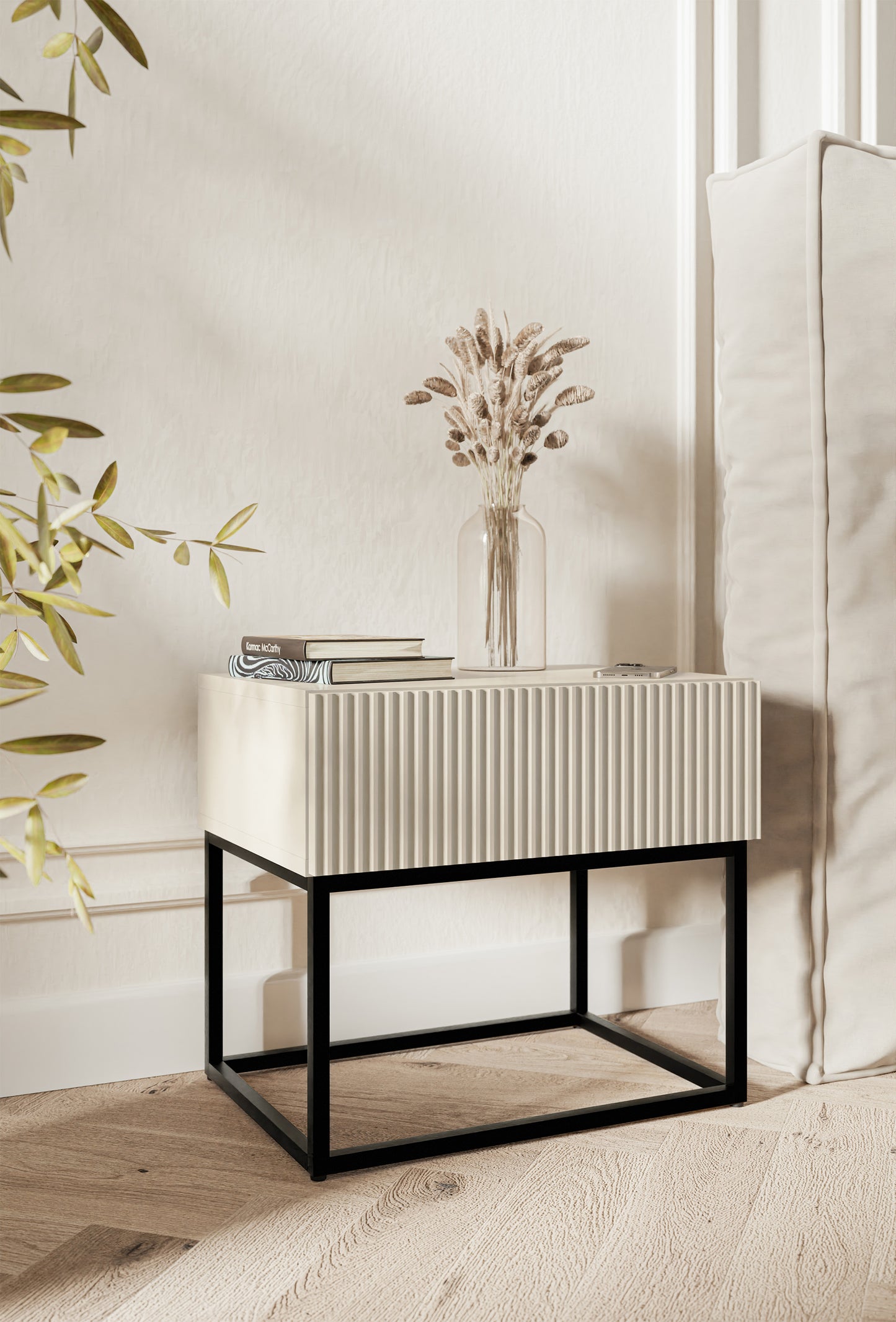 Naktsskapis Velda 50/44/35 cm bēšs/melns