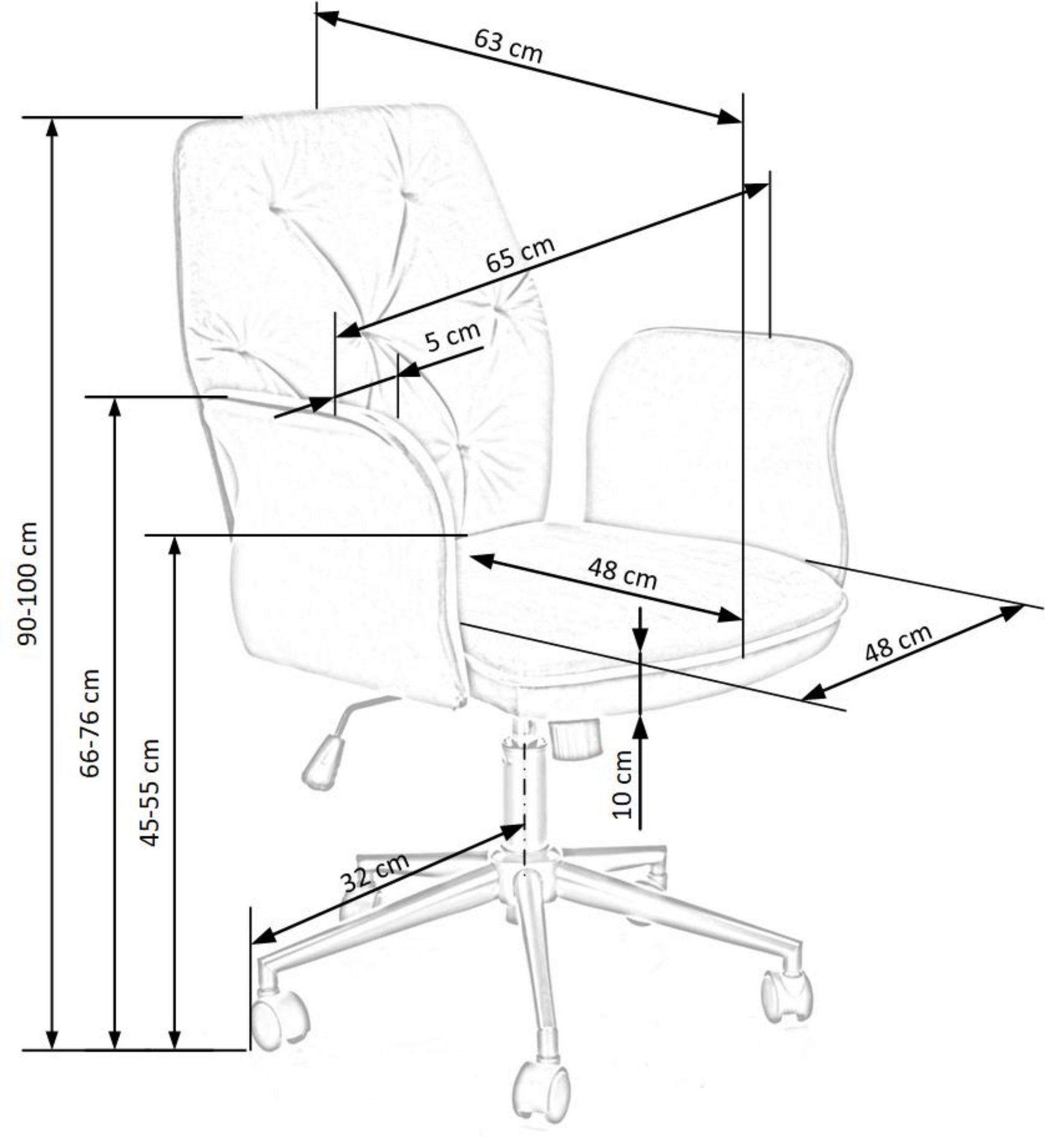 Krēsls Togs 100/63/45-55 cm rozā - N1 Home