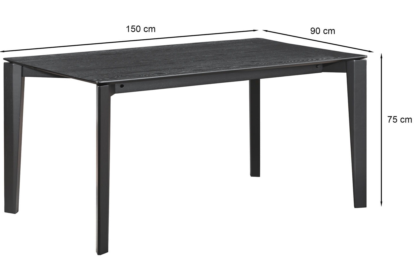 Galds Lumi 75/150/90 cm melns ozols - N1 Home