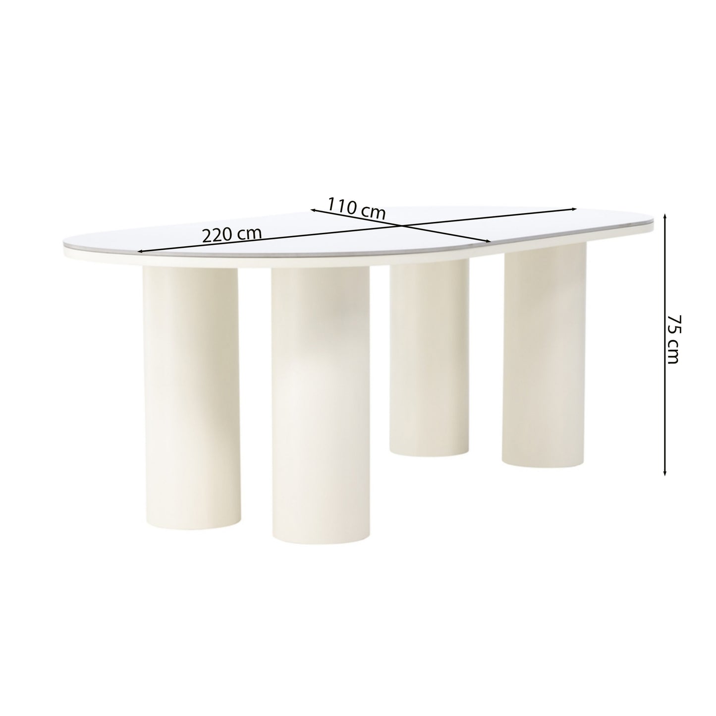 Galds Adula 74/220/110 cm balts - N1 Home