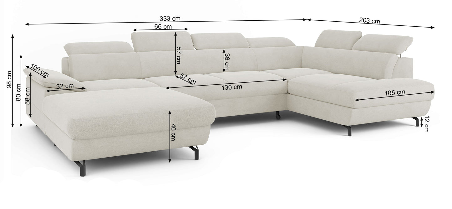 Dīvāns Lamigo U 80/333/203 cm Castel 93