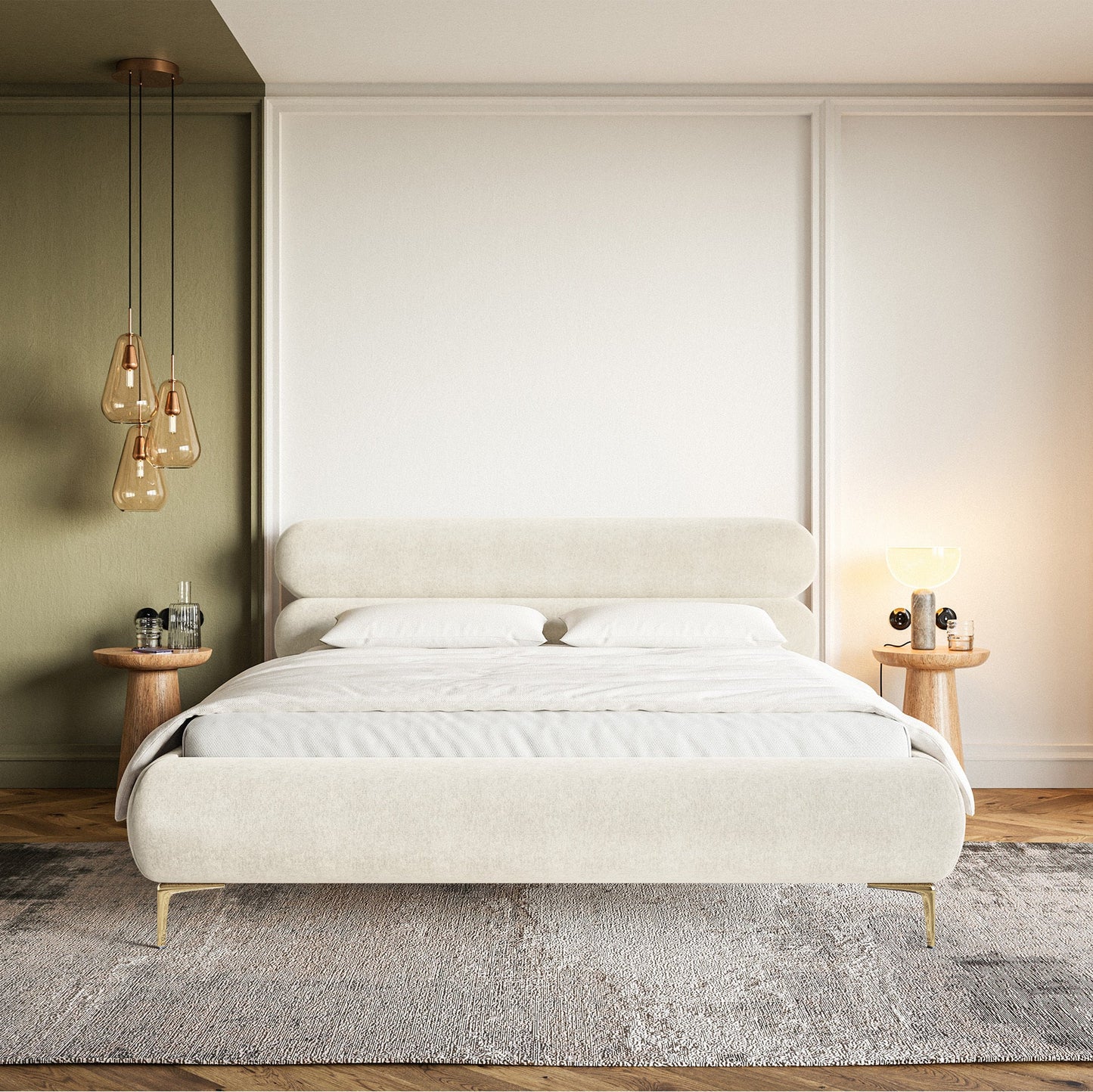 Gulta  Loure 140/160/180x200 cm Amon 18/zelts kājas - N1 Home