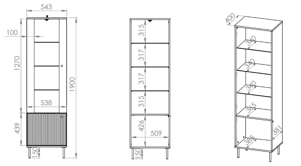Vitrīnas skapis Galeto 190/55/40 cm bēšs - N1 Home