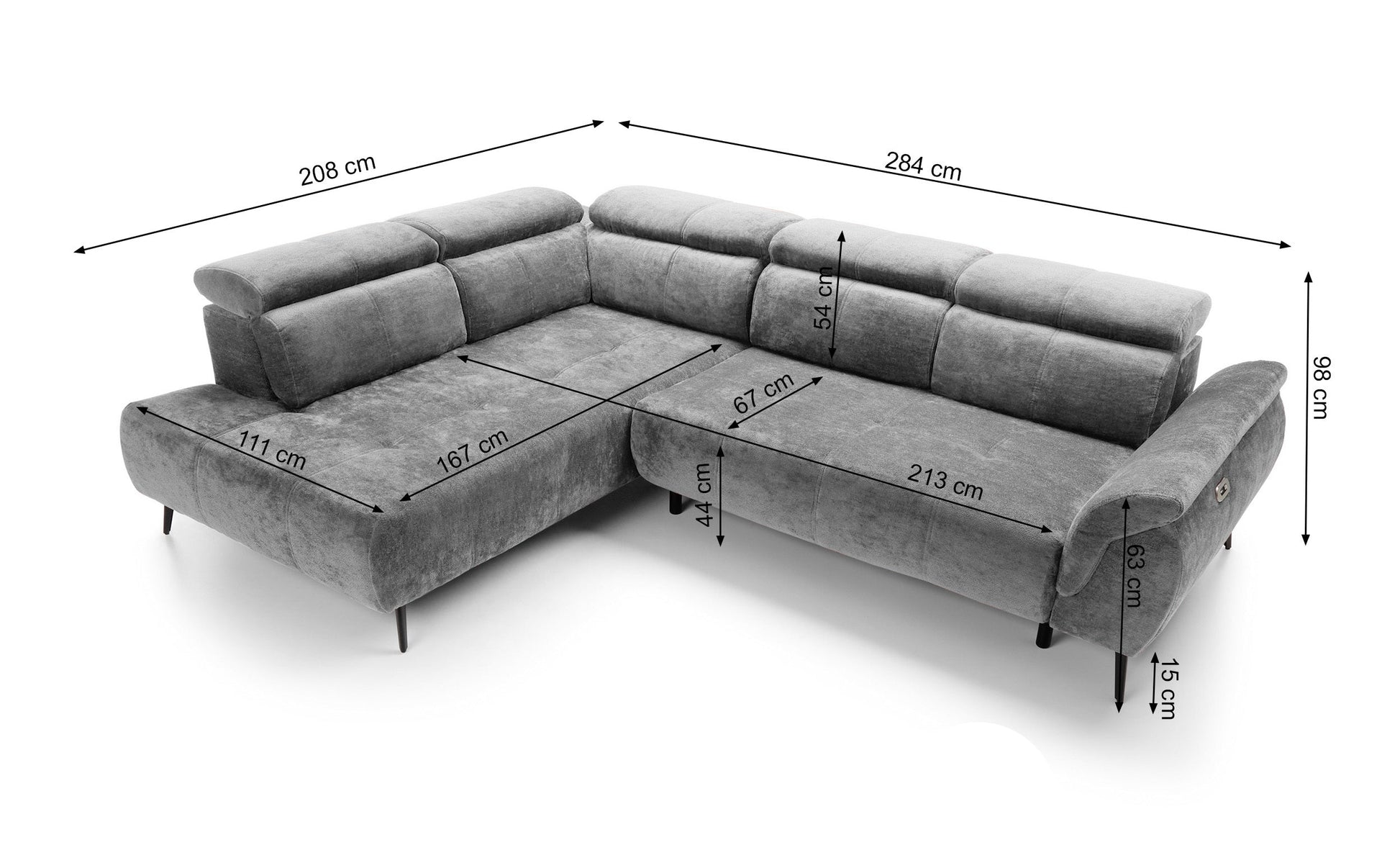 Dīvāns Mamio 98/284/208 cm Aphrodite 19 - N1 Home