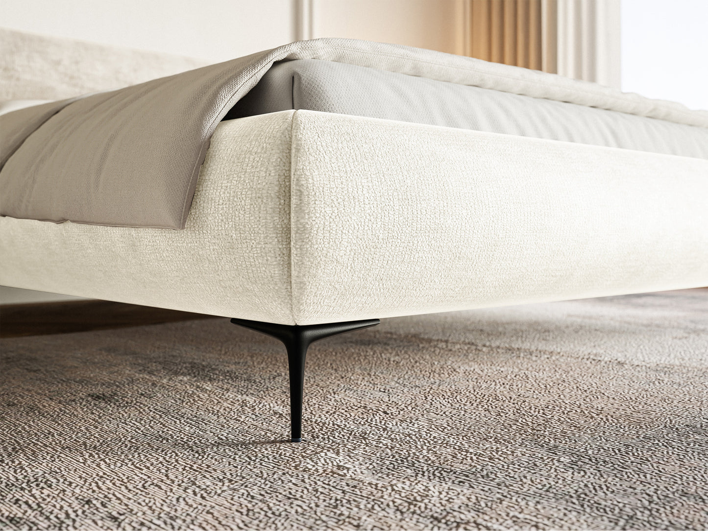 Gulta  Loure 140/160/180x200 cm Perfect Harmony 01/melns kājas - N1 Home