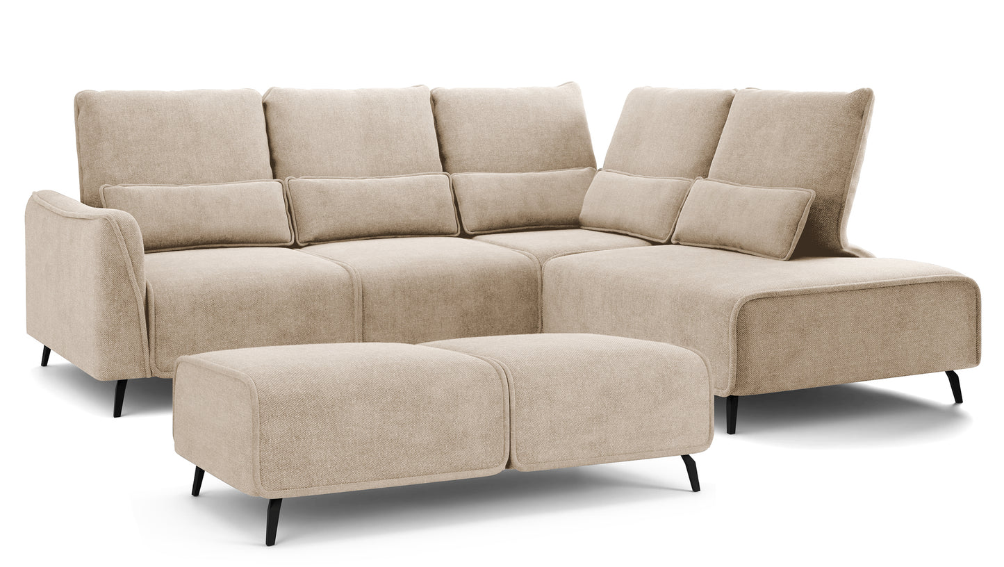 Dīvāns ar pufu Ruma 94/260/208 cm Storm 06