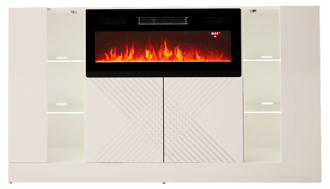 Kumode ar elektrisko kamīnu Dalika 160/90/35 cm balts - N1 Home