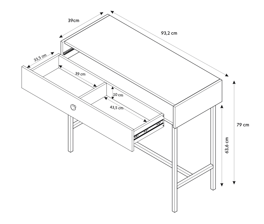 RENOS Tualetes galdiņš ar atvilktni, 93 cm, pelēks bēšs - N1 Home
