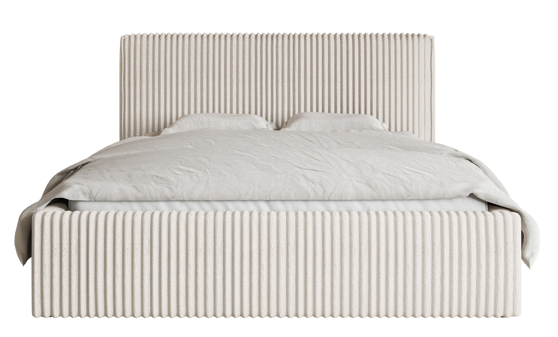 CLIO Mīkstā gulta 140/160/180x200 cm ar glabātuvi, metāla rāmis, krēmkrāsas velvets - N1 Home