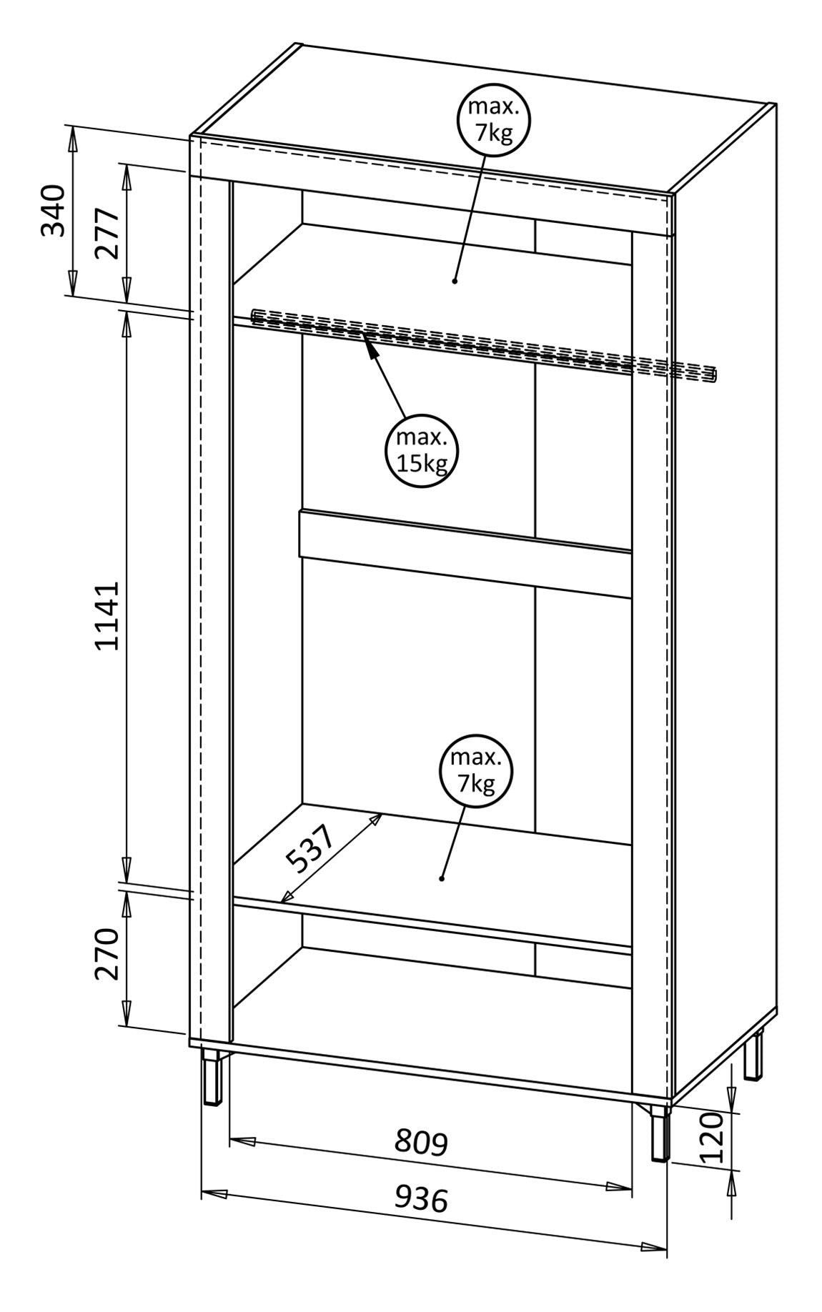 NOMILLA Divu durvju skapis 94 cm melns / viskija ozols - N1 Home