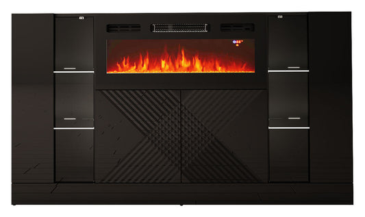 Kumode ar elektrisko kamīnu Dalika 160/90/35 cm melns - N1 Home