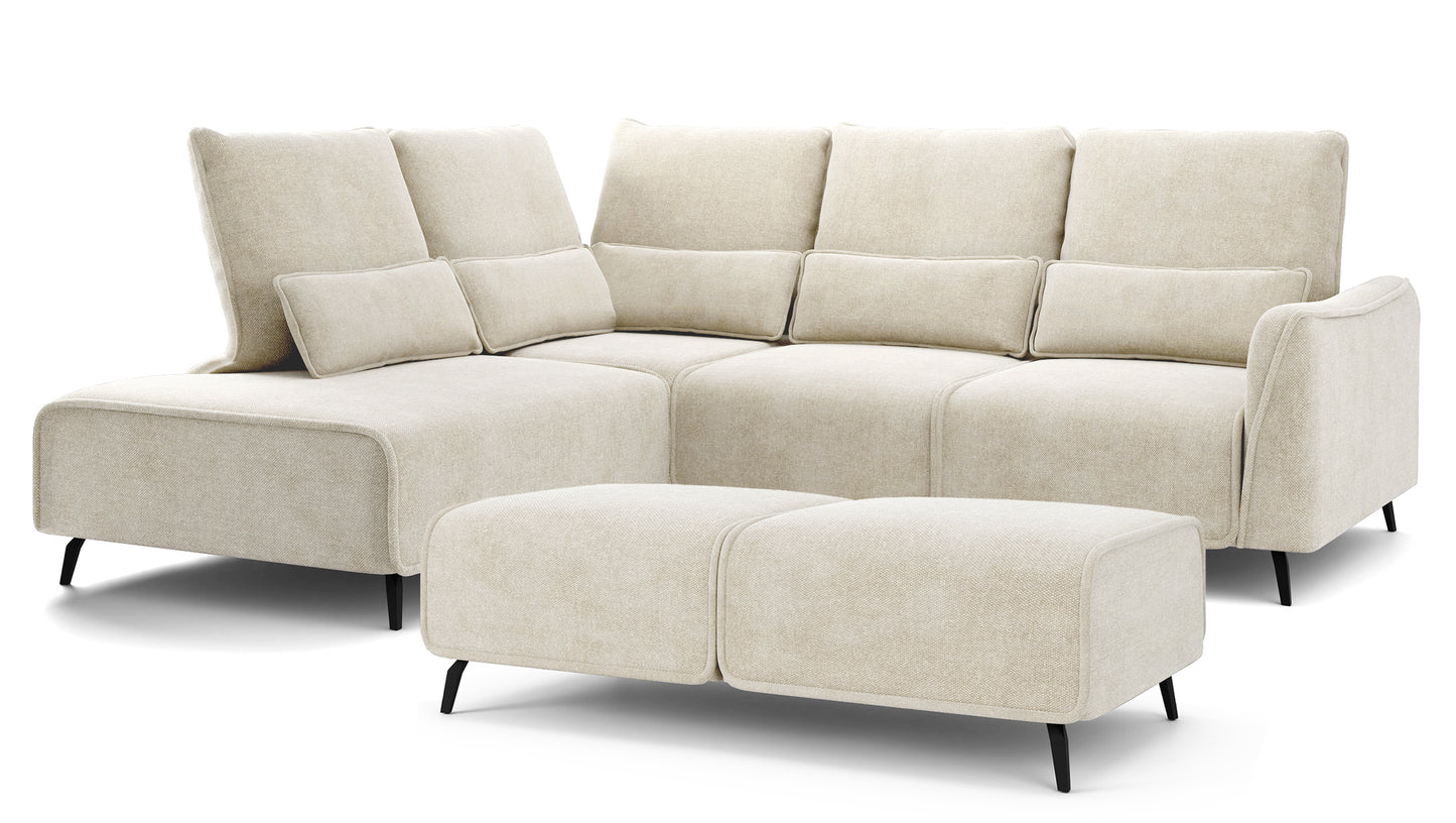 Dīvāns ar pufu Ruma 94/260/208 cm Storm 02