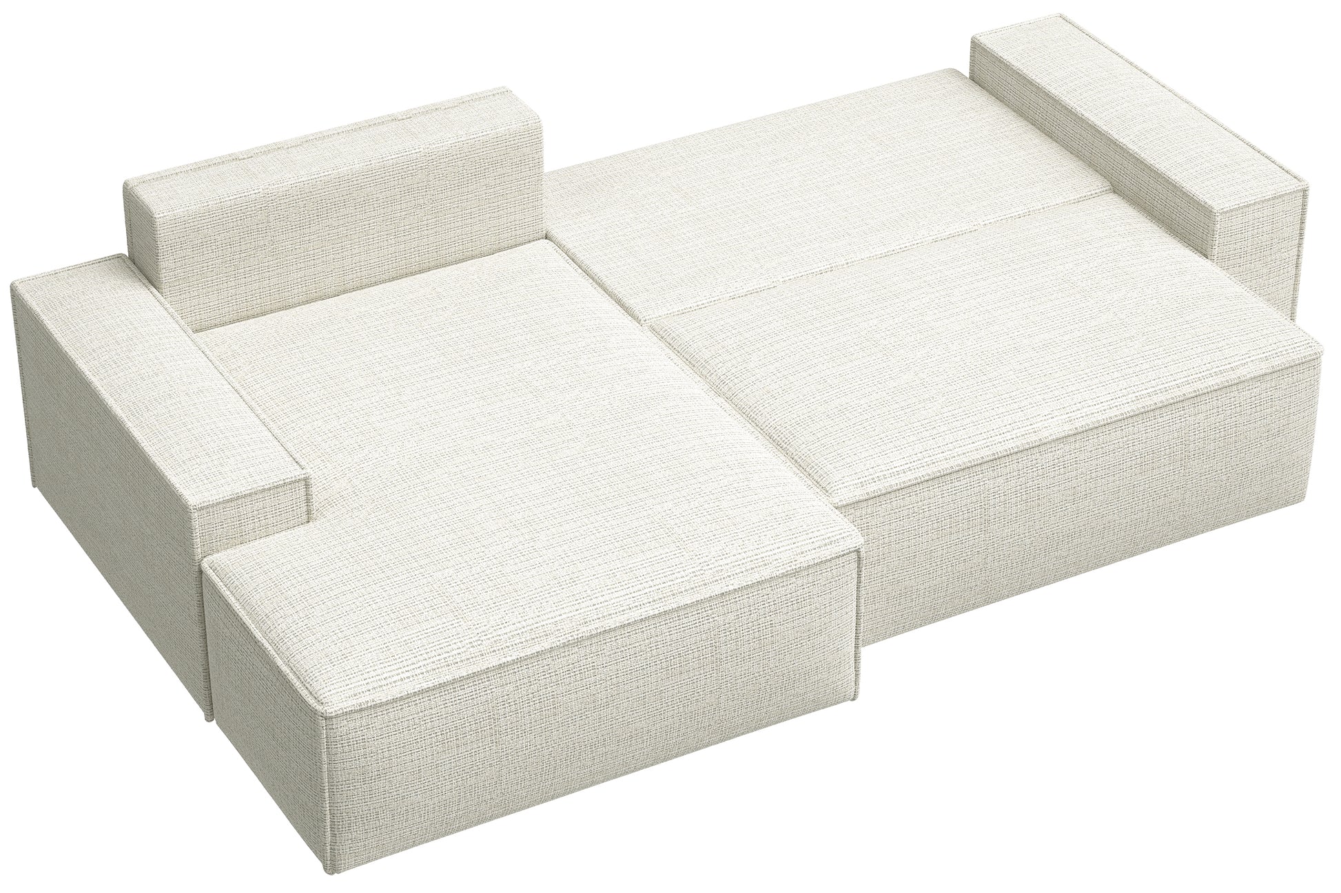 REFESE L-veida dīvāns ar gulēšanas funkciju un glabāšanas kasti, gaiši pelēks šenils, kreisa puse Cremona 01 - N1 Home