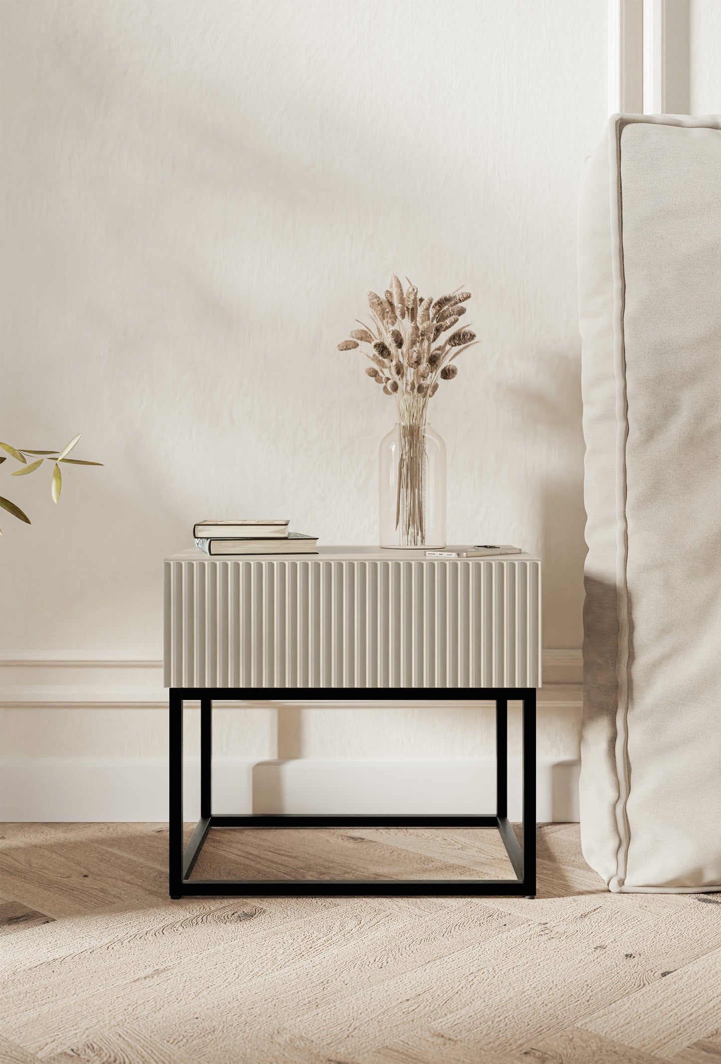 Naktsskapis Velda 50/44/35 cm bēšs/melns