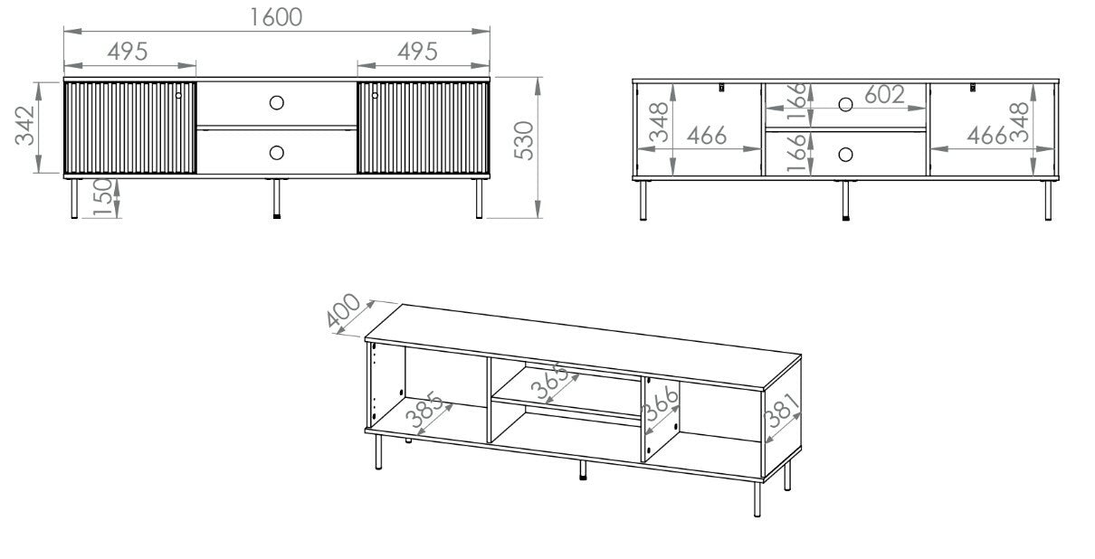 TV skapis Galeto 53/160/40 cm bēšš - N1 Home