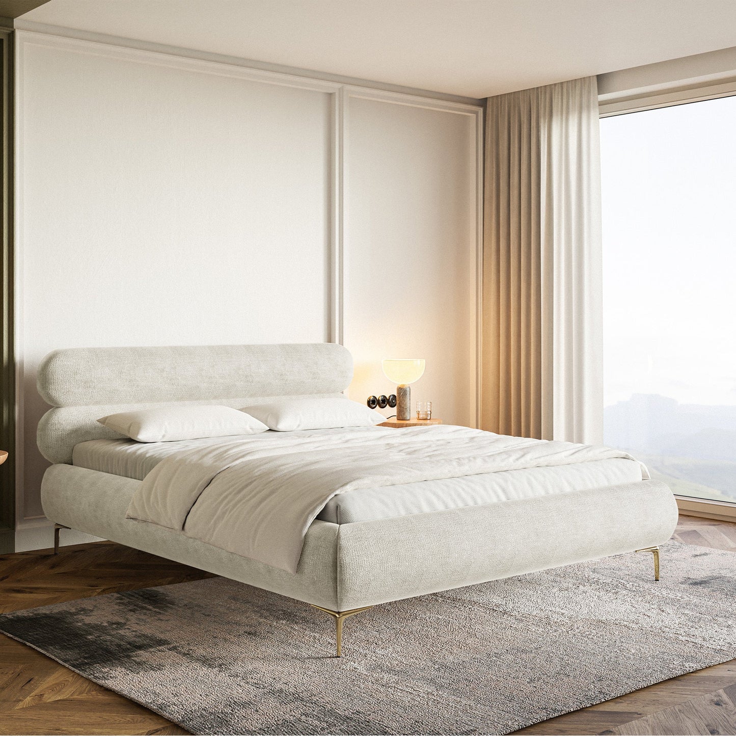 Gulta ar glabātuvi Loure 140/160/180x200 cm Perfect Harmony 02/zelts kājas - N1 Home