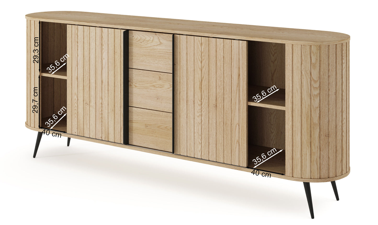 Kumode Lavas 196/81/40 cm Kremonas ozols - N1 Home