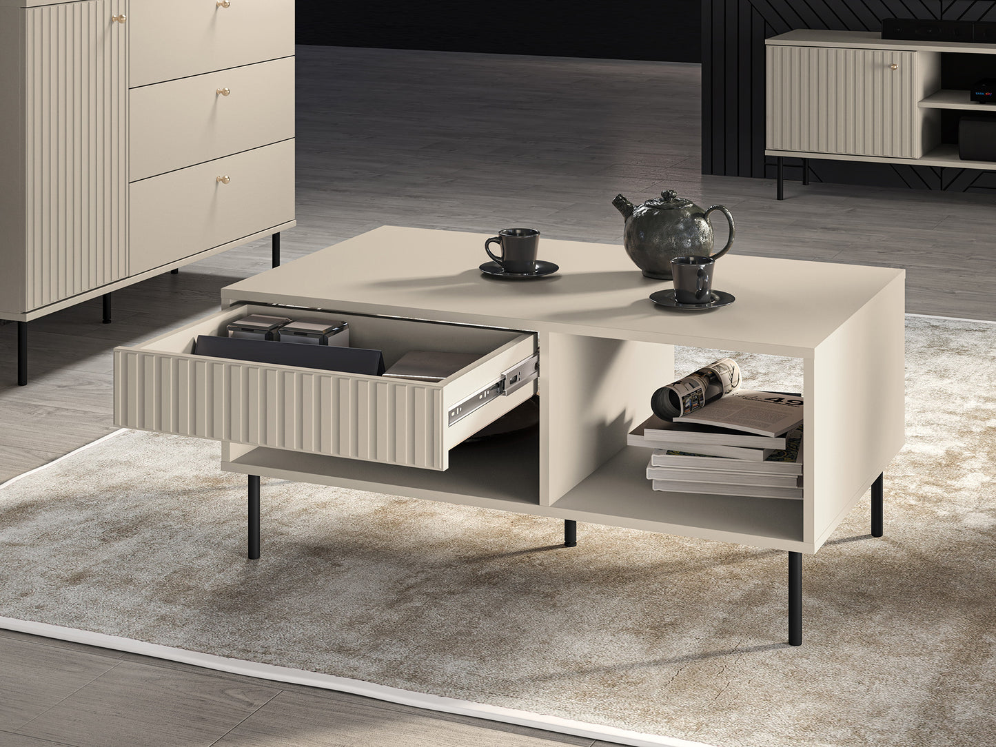 Kafijas galds Galeto 48/100/60 cm bēšs - N1 Home