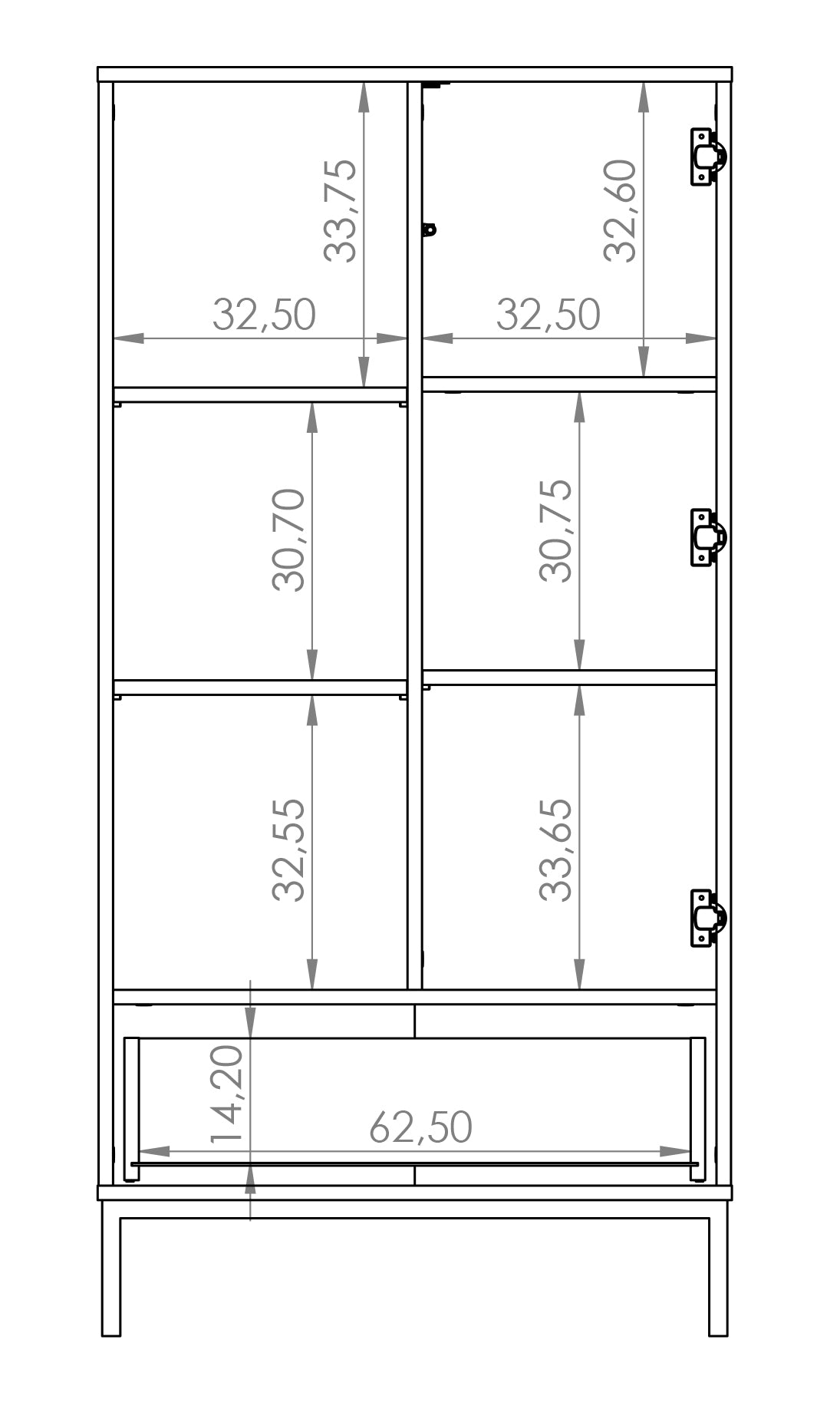Skapis Polka 140/70/41 cm hikorijs
