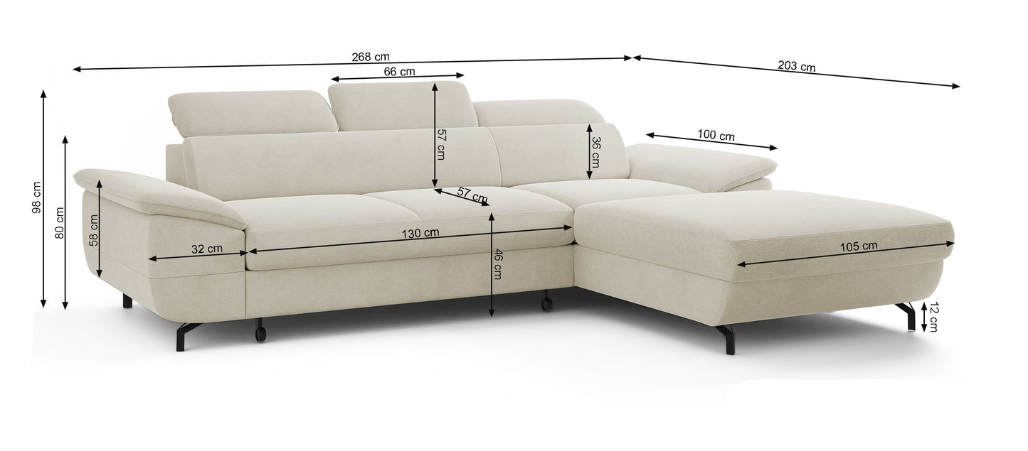 Dīvāns Lamigo L 80/268/203 cm Castel 79