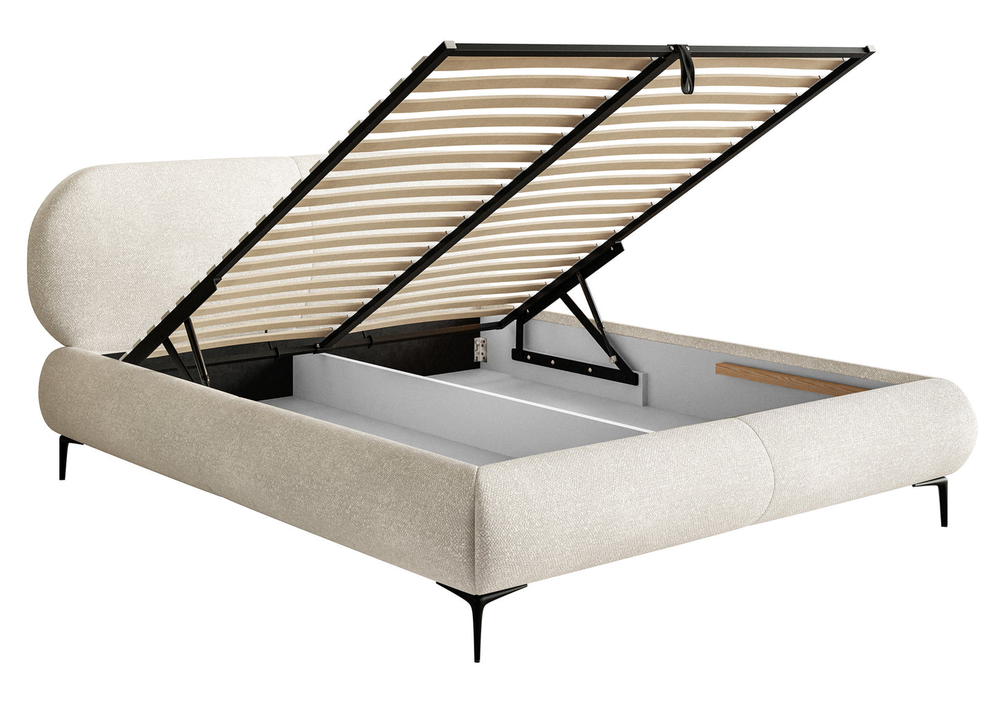 Gulta ar konteineru Valeo 140/160/180x 200 cm Melody 14 (Agmamito), melnas kājas - N1 Home