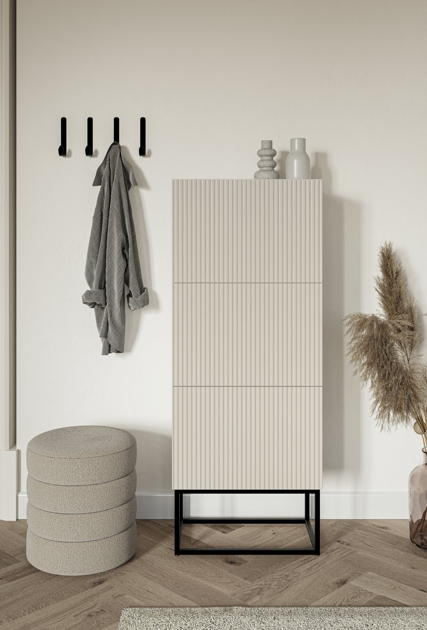 Apavu skapis Velda 50/30/125 cm bēšs/melns