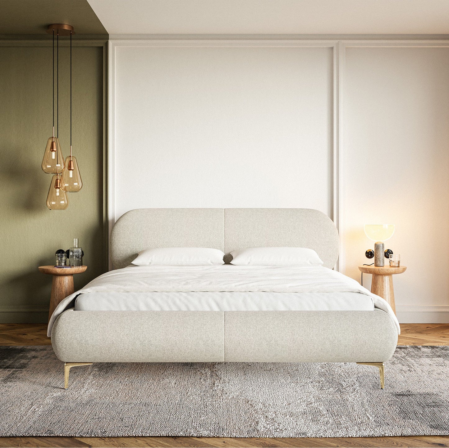 Gulta Valeo 140/160/180x 200 cm Toronto 01 (Lech), zelta kājas - N1 Home