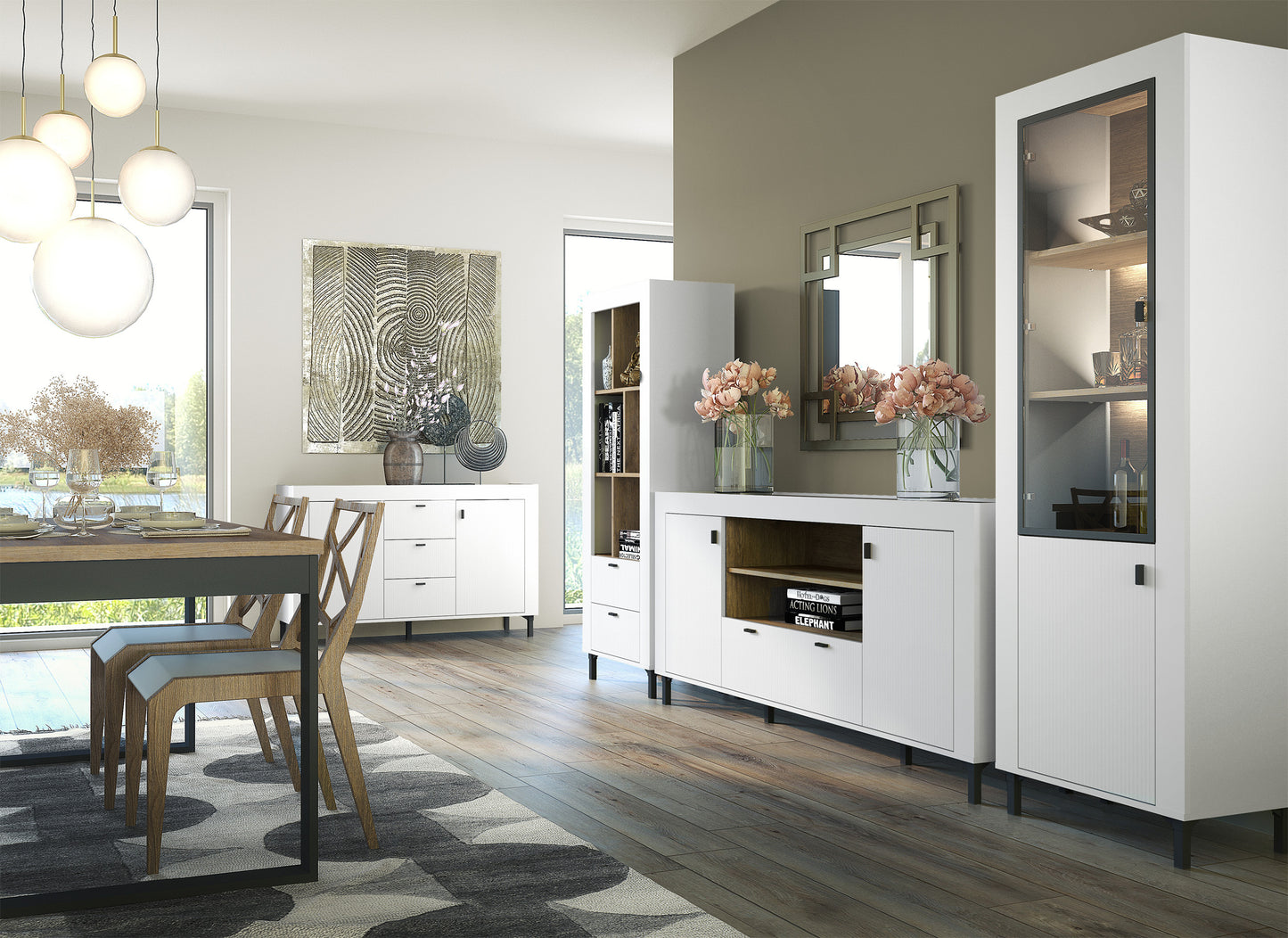 Skapis Lamos 55/153/38 cm balts/melns