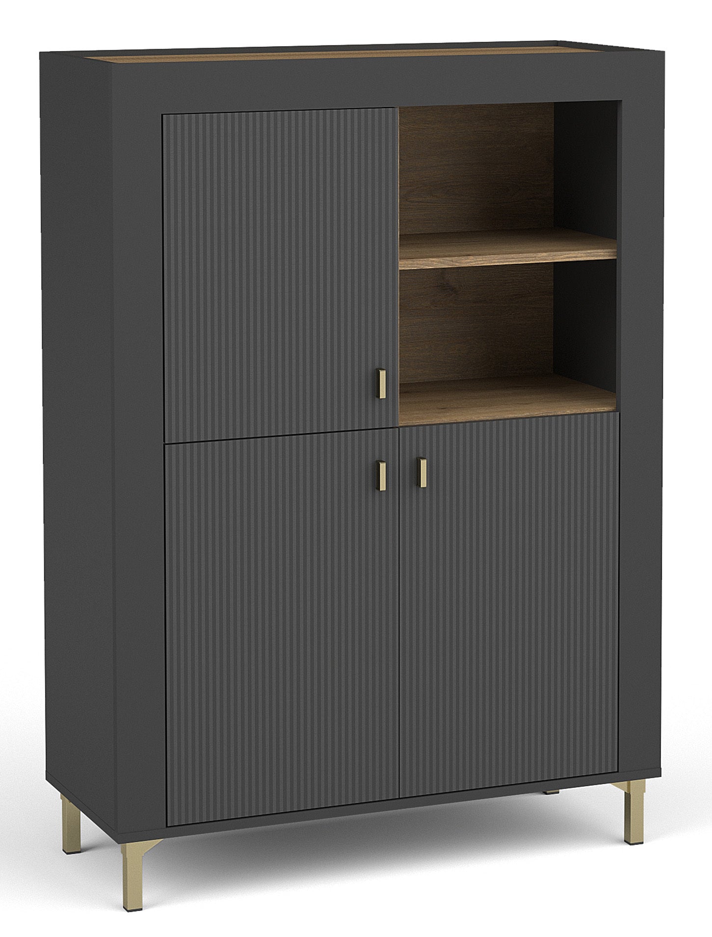 Vitrīna Lamos 96/135/39 cm melns/zelts - N1 Home