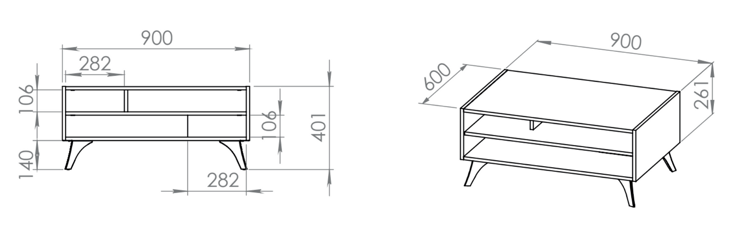 Kafijas galds Toskana 90/40/60 cm ozols/melns - N1 Home