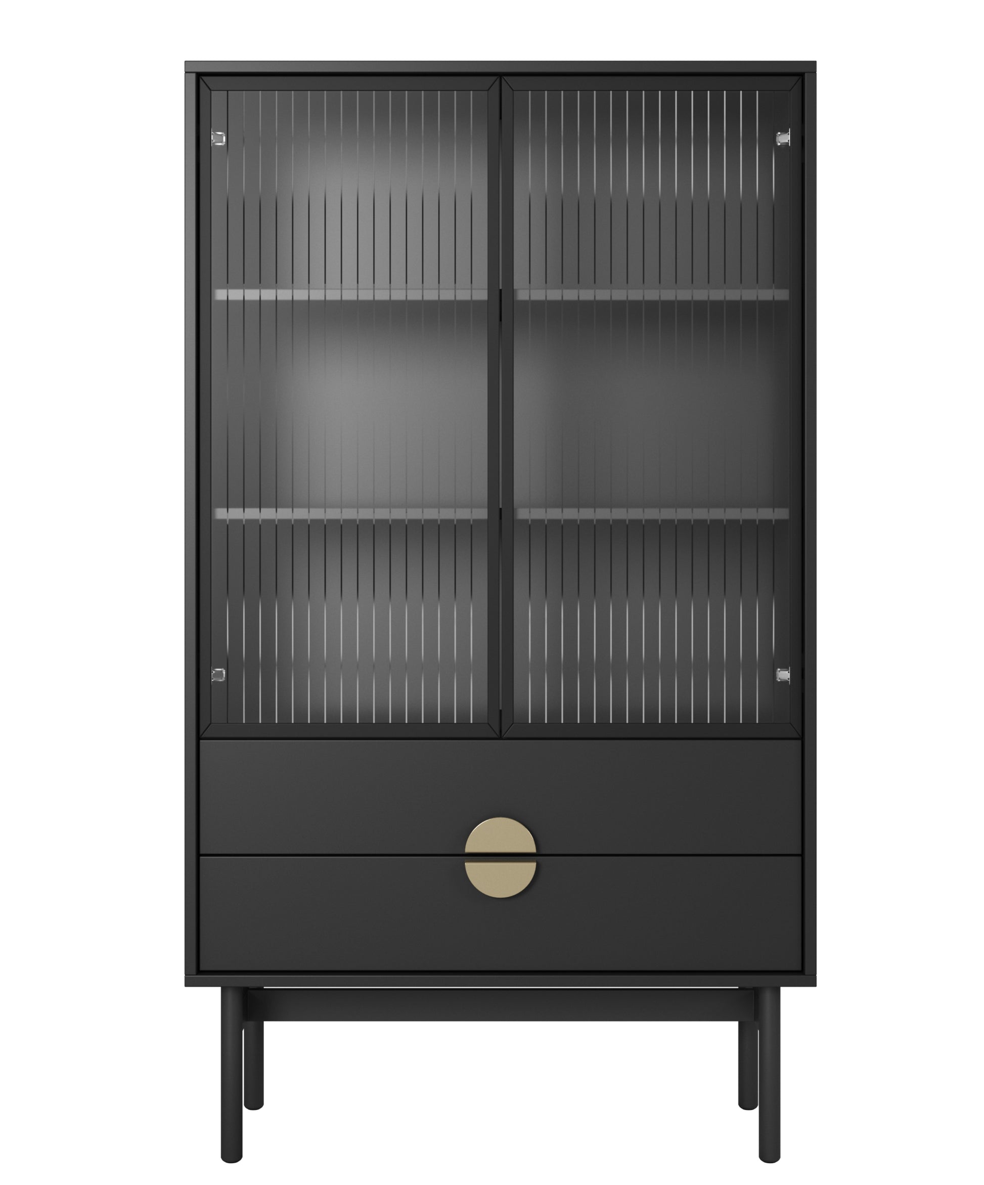 LOON 85 cm zema vitrīna ar trim plauktiem un divām atvilktnēm 85 cm, melna - N1 Home