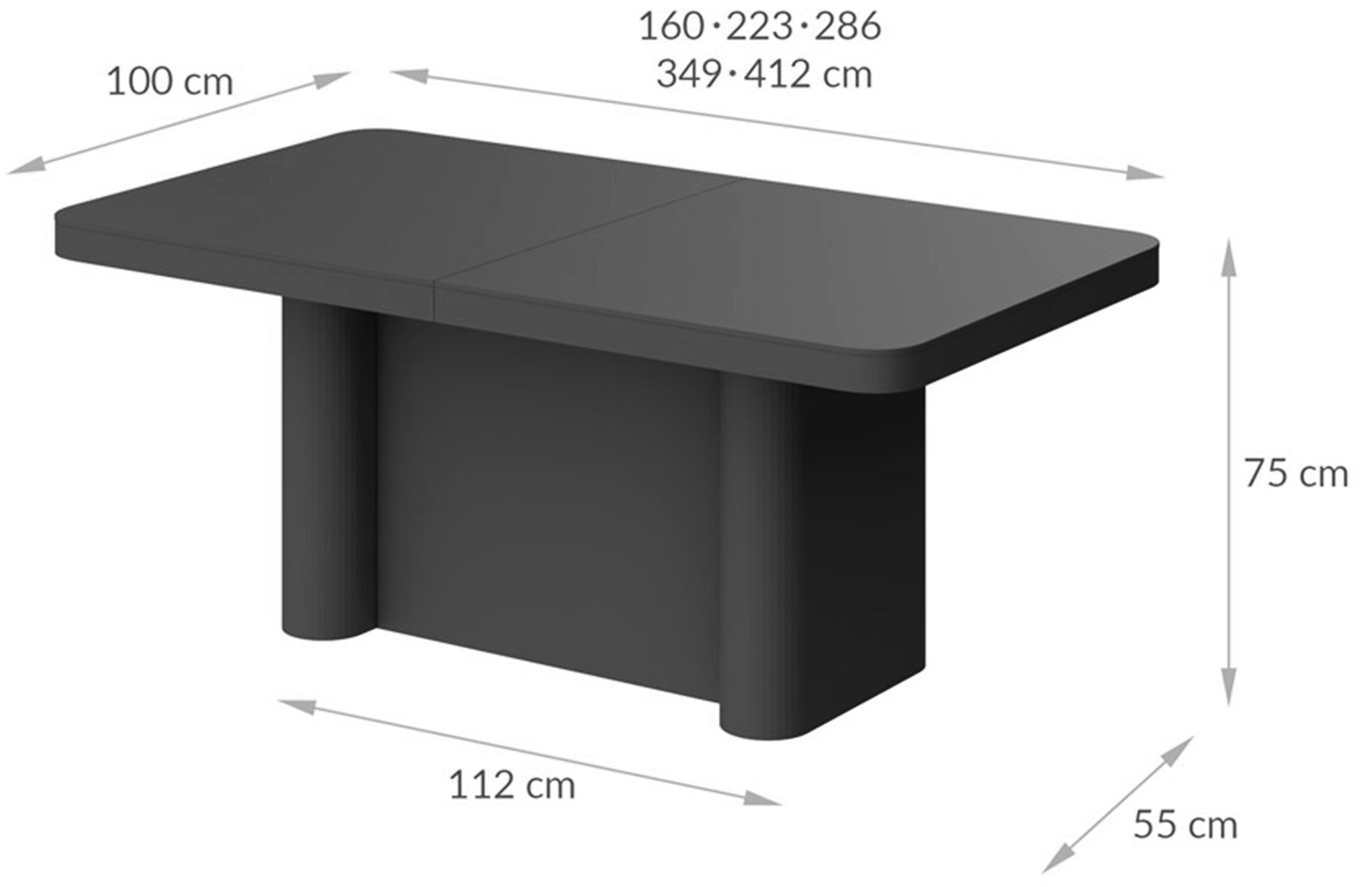 Galds Porto 160-412/100/75 cm bordo - N1 Home