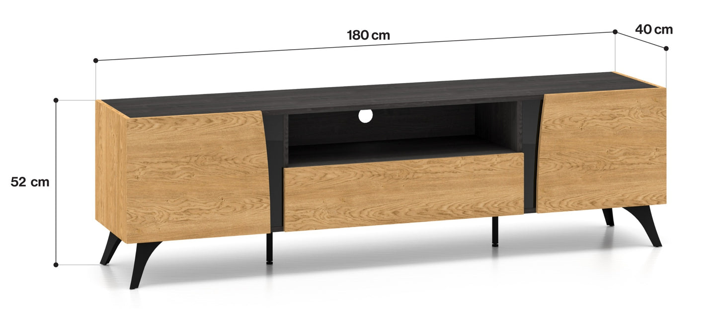 TV skapis Toskana 180/51/38 cm ozols/melns