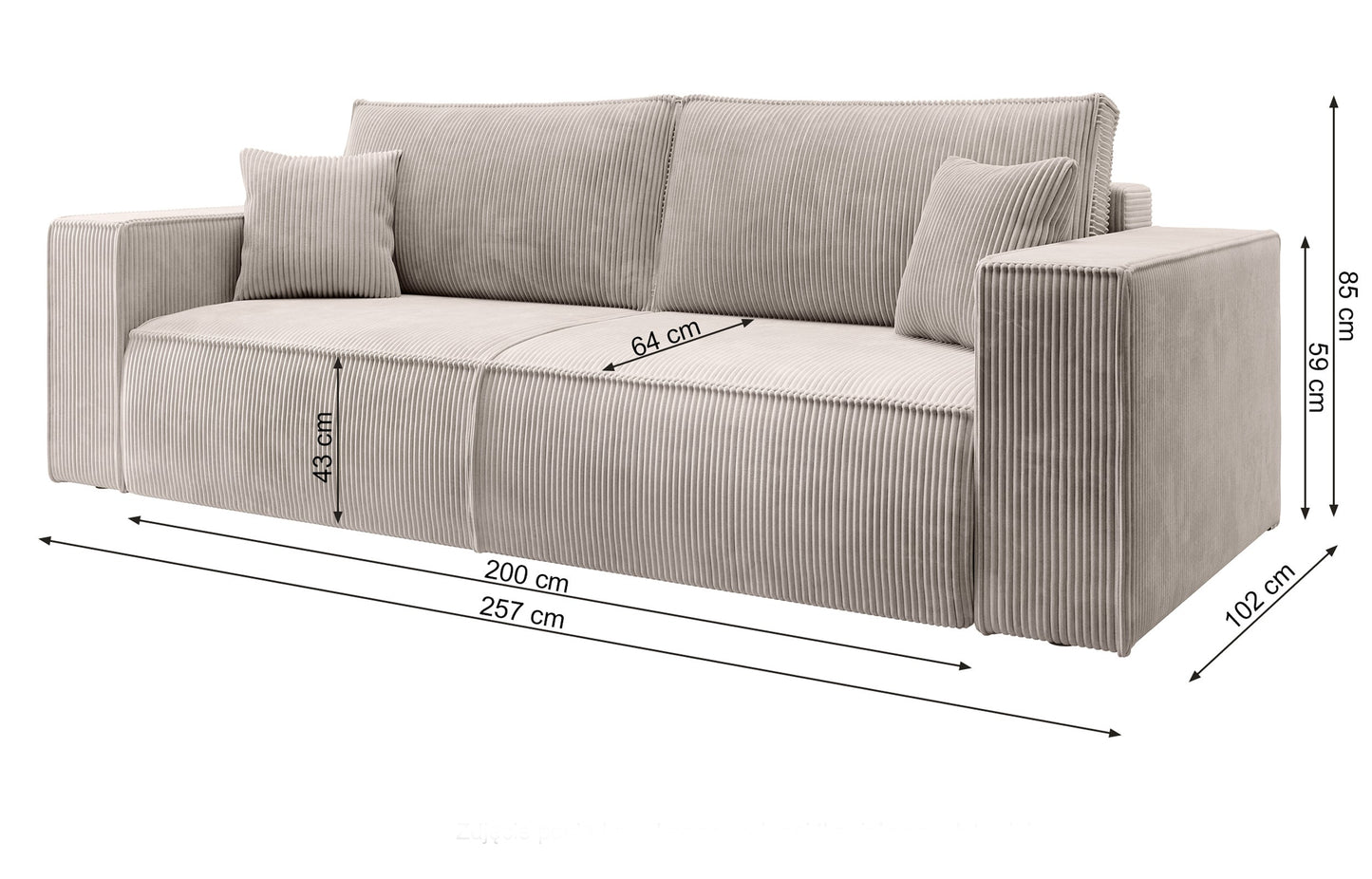 Dīvāns Fireza 275/102/85 cm Poso 01 - N1 Home