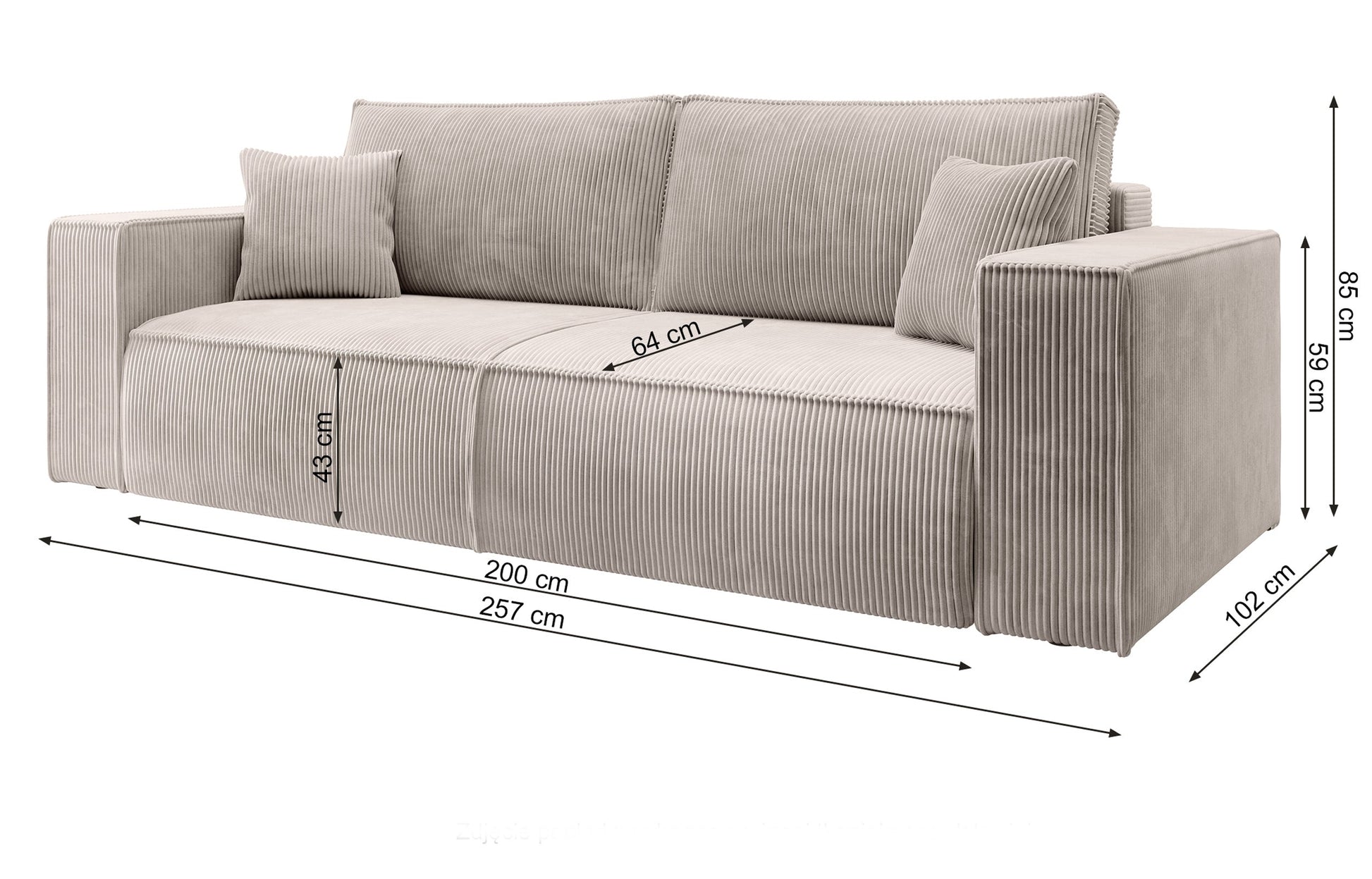Dīvāns Fireza 275/102/85 cm Poso 14 - N1 Home