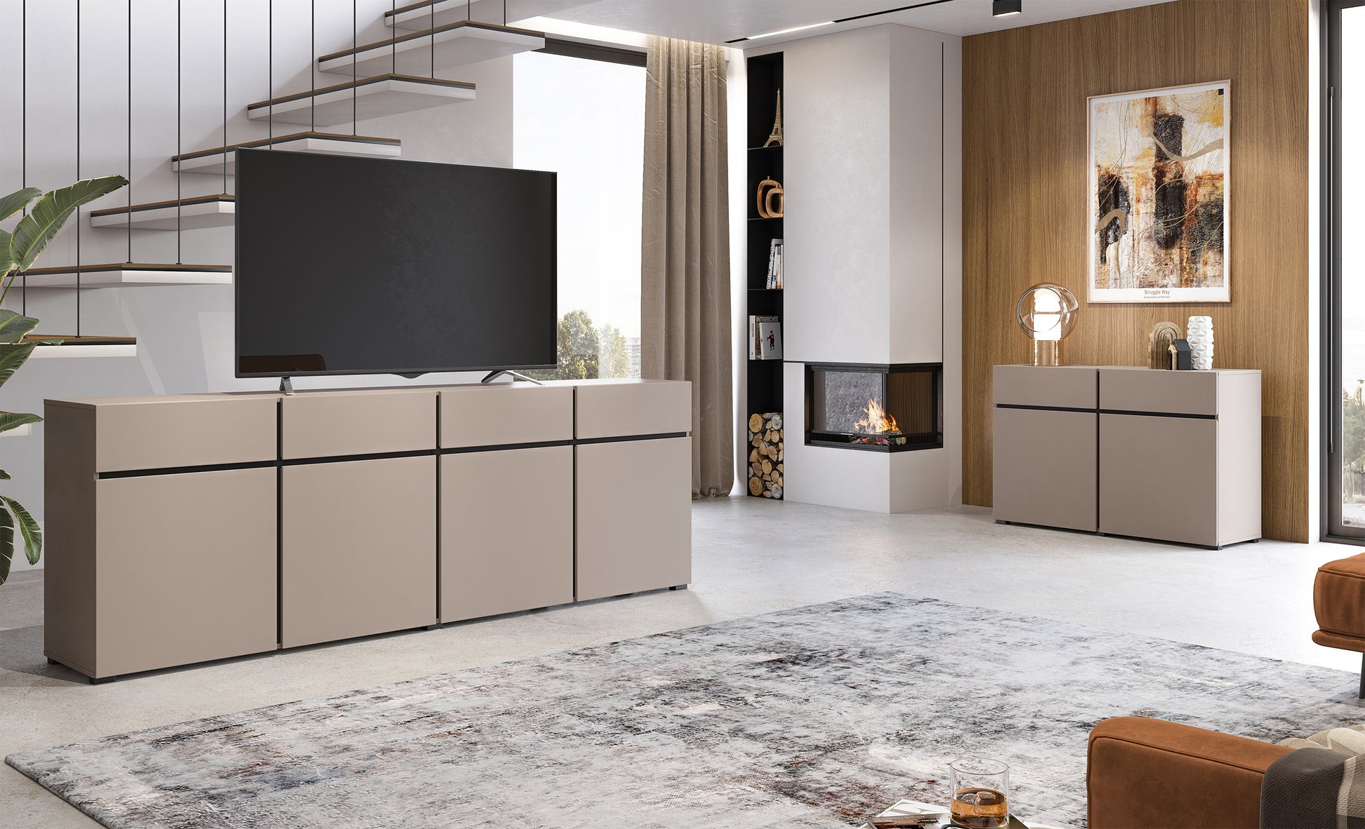 Kumode Kruzat 224/78/40 cm bēšs - N1 Home