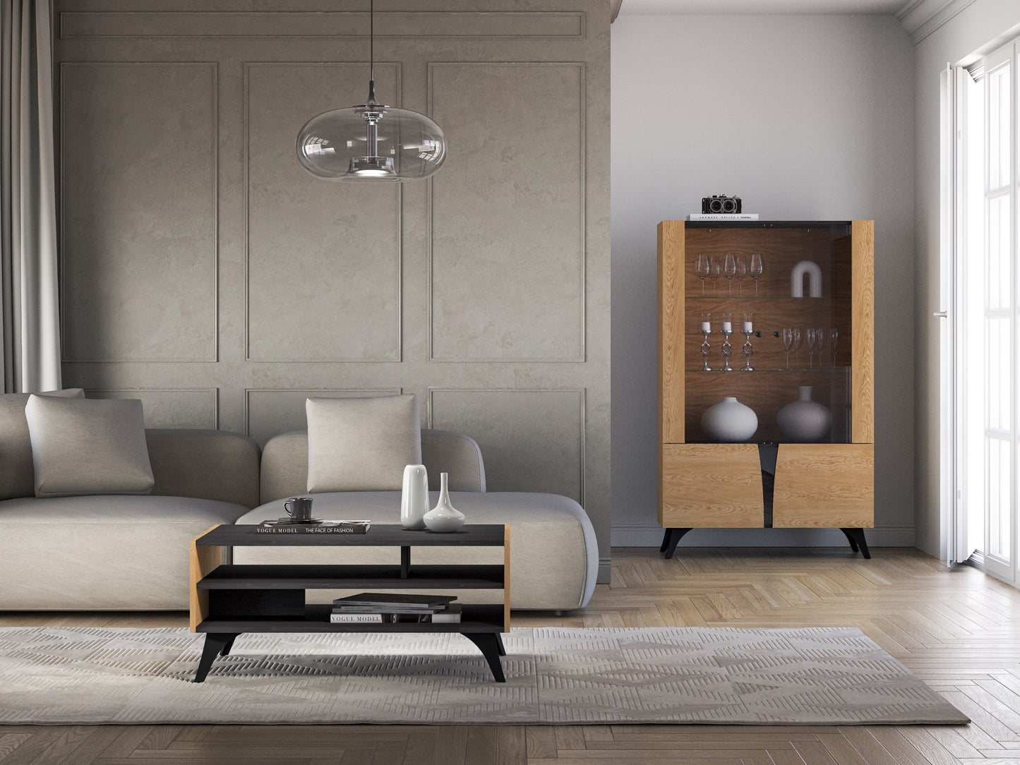 Kafijas galds Toskana 90/40/60 cm ozols/melns - N1 Home