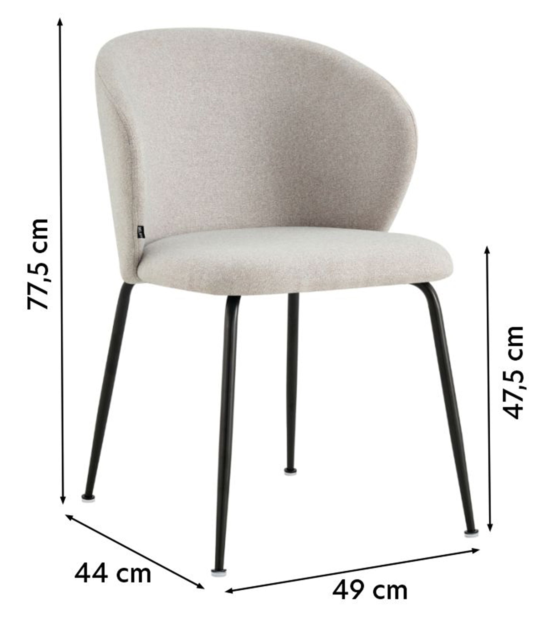 Krēsls Meali 77,5/44/49 cm sudrabs - N1 Home