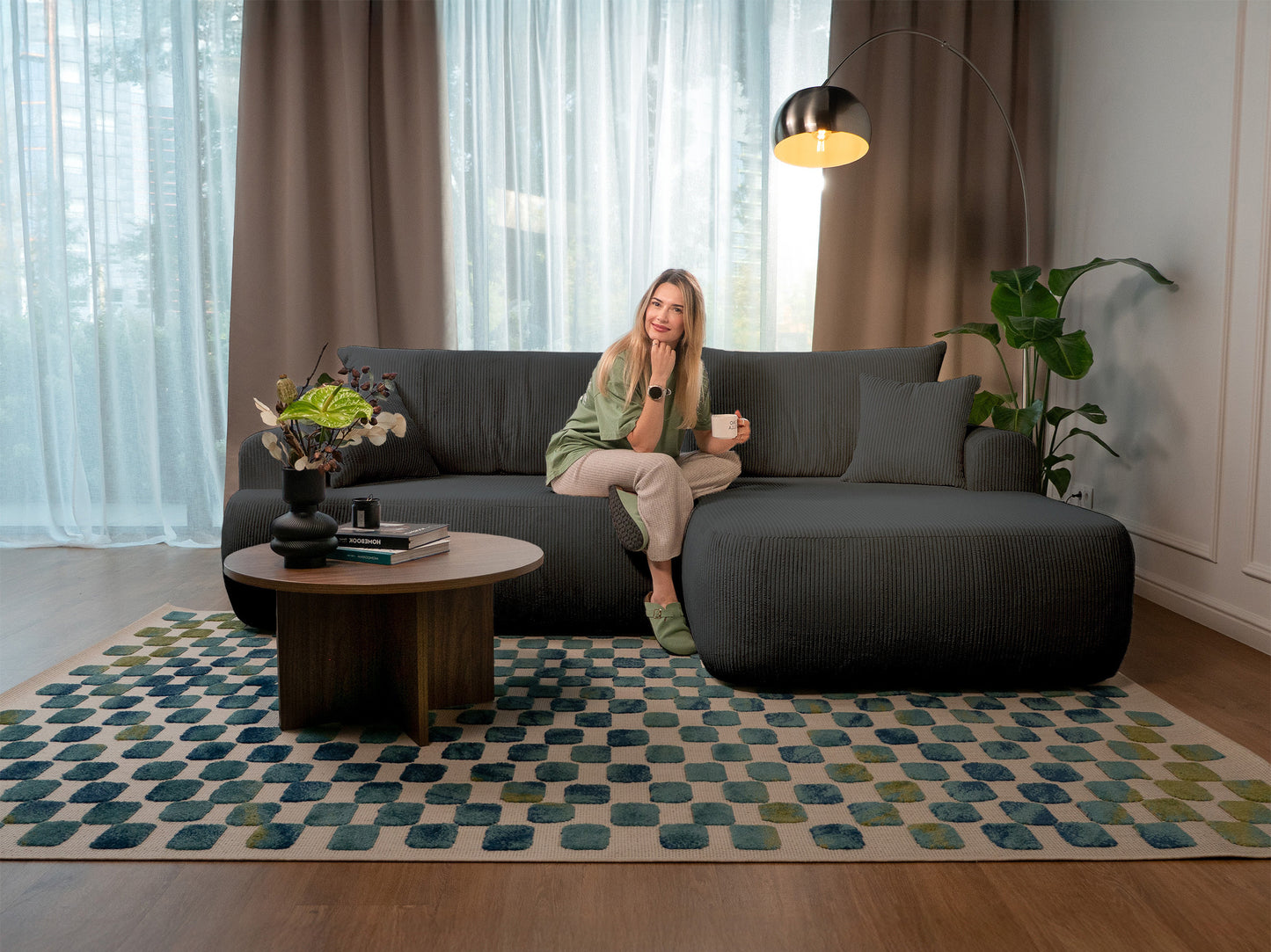 Dīvāns Ovors 93/260/165 cm Lincoln D 96 - N1 Home