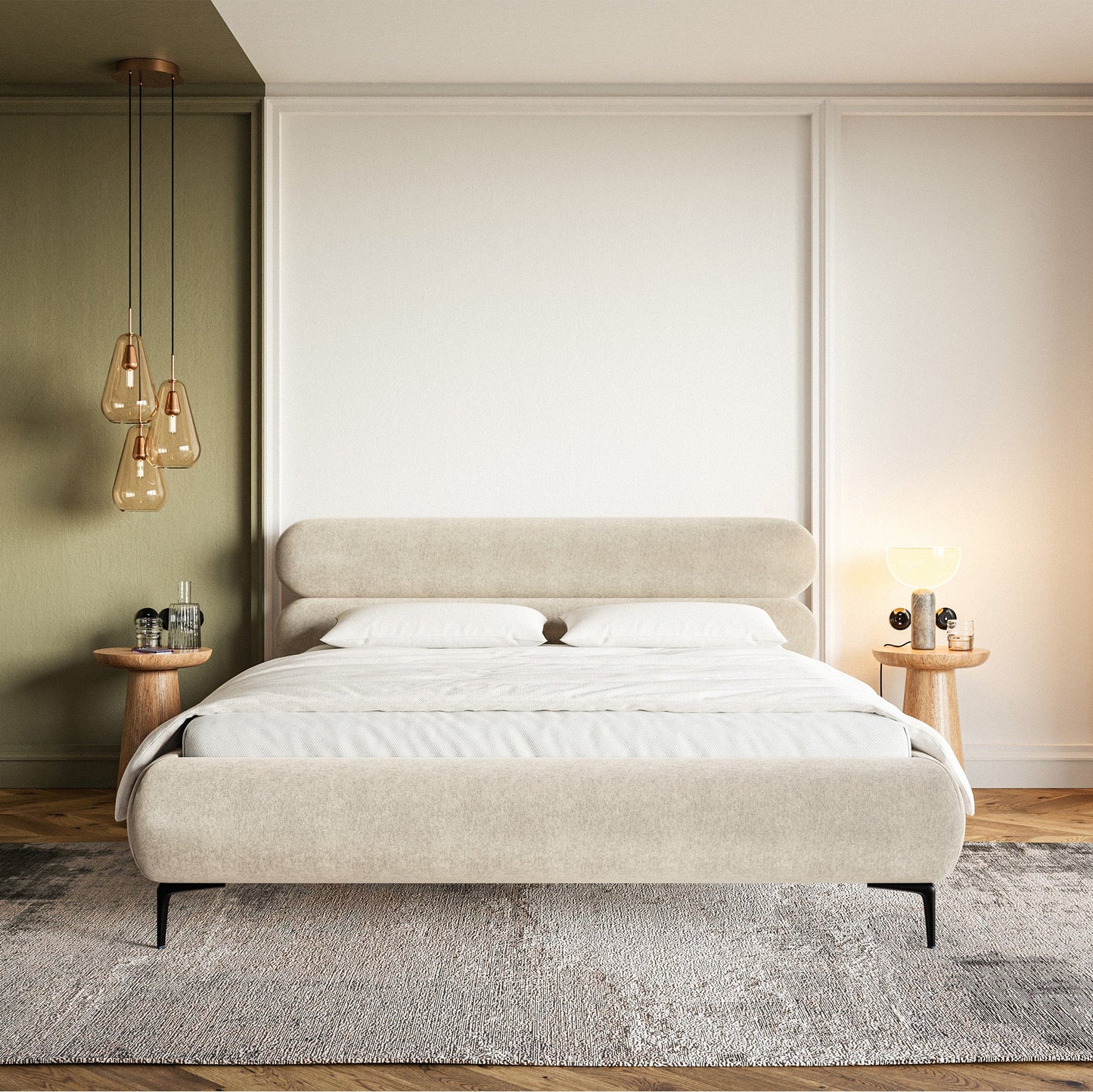 Gulta  Loure 140/160/180x200 cm Amon 17/melns kājas - N1 Home