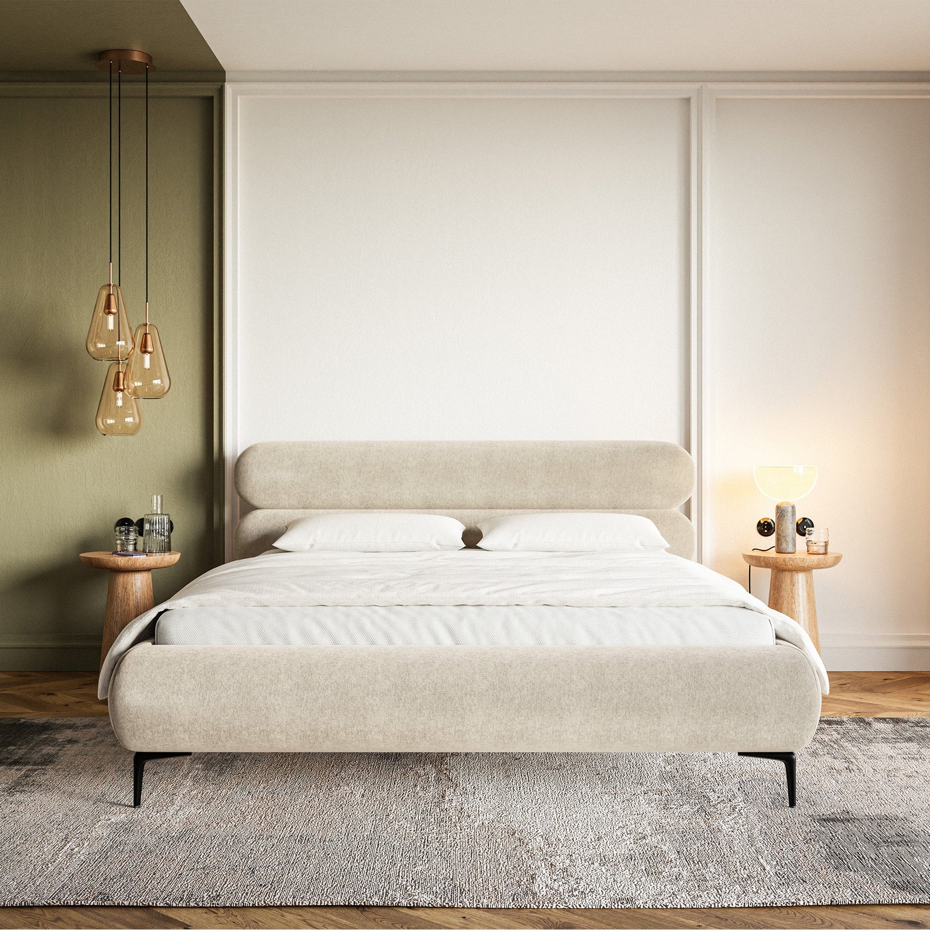 Gulta  Loure 140/160/180x200 cm Amon 17/melns kājas - N1 Home