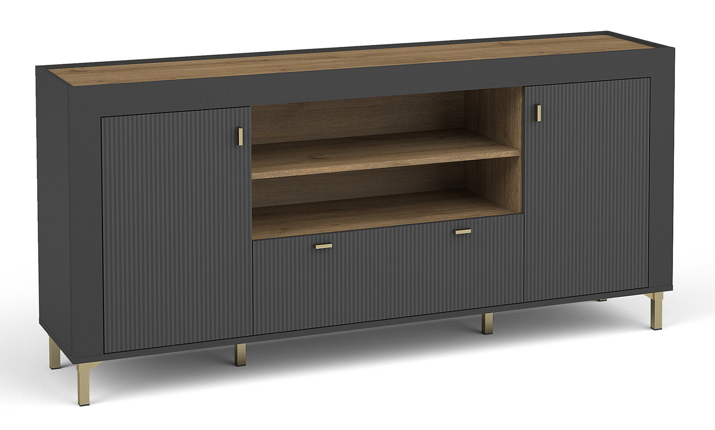 Kumode Lamos 170/77/38 cm melns/zelts - N1 Home