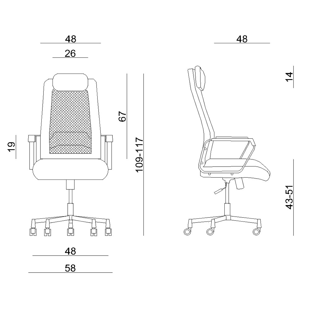 Krēsls GF 109/58/60 cm melns - N1 Home