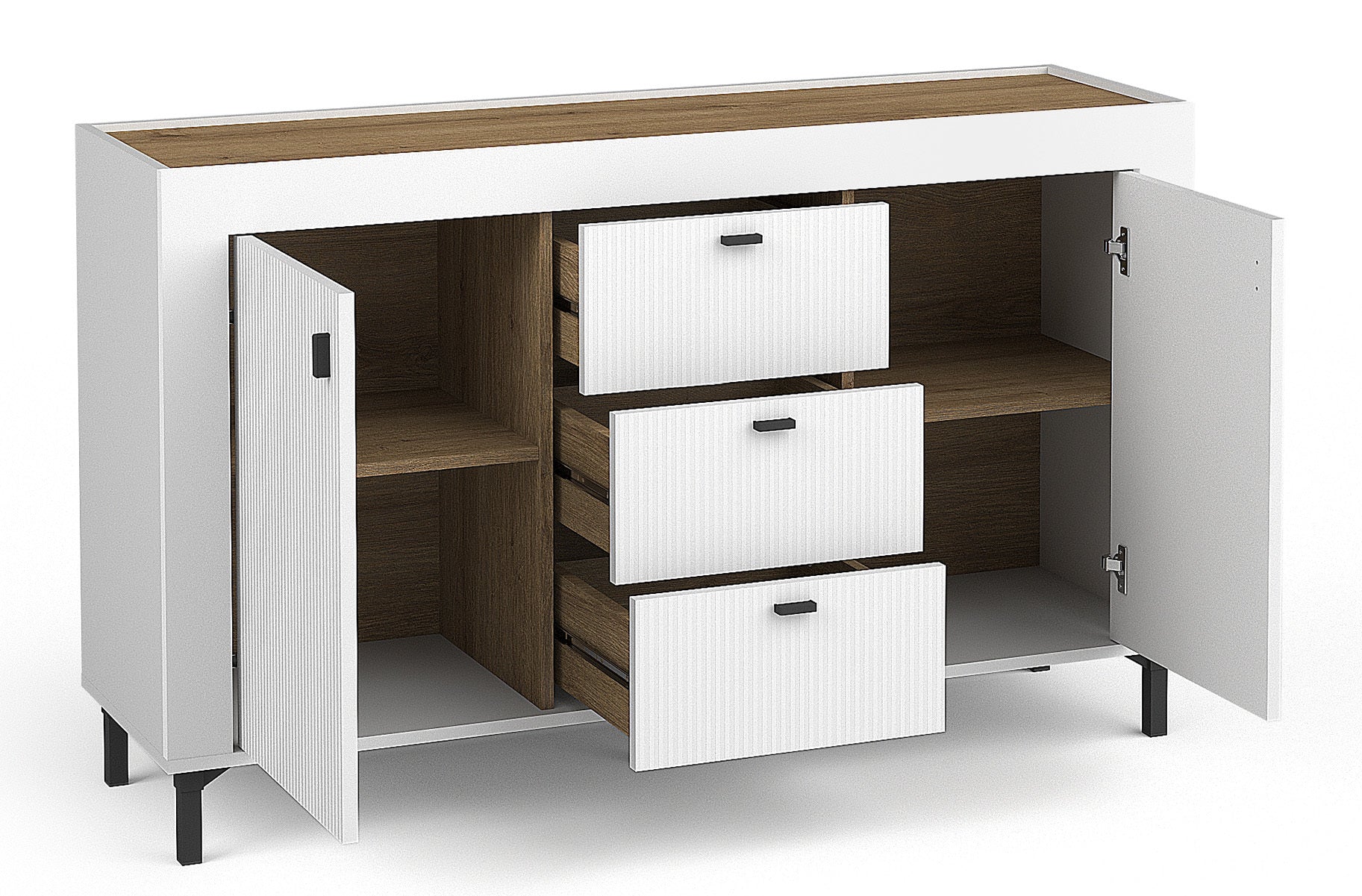 Kumode Lamos 130/77/38 cm balts/melns - N1 Home