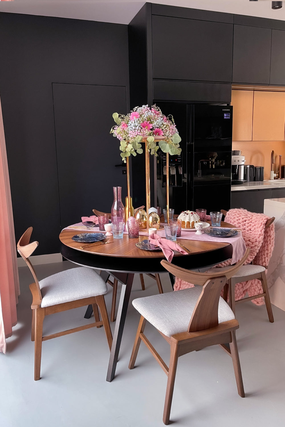 Krēsls Henris 80/49/53 cm rieksts/pelēks - N1 Home